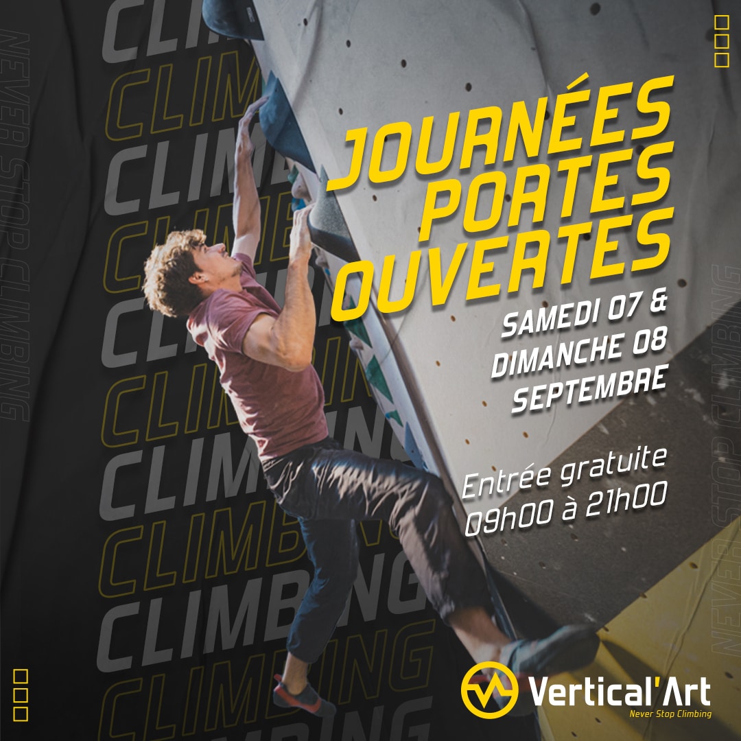 Journées Portes Ouvertes à Vertical'Art samedi 7 et dimanche 8 septembre : Découvrez l'escalade gratuitement !